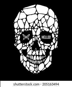 Abstract hipster poster with illustration drawn by hand and polygonal design element, symbol, sign for tattoo