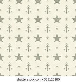 abstract hipster retro seamless pattern with anchors and stars