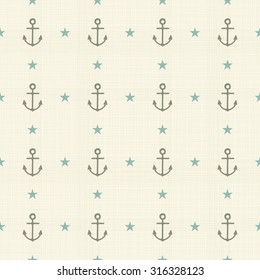 abstract hipster seamless polka dot pattern with anchors and stars on texture background