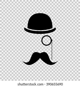 Abstract Hipster Silhouette With Bowler Hat, Monocle, Mustache