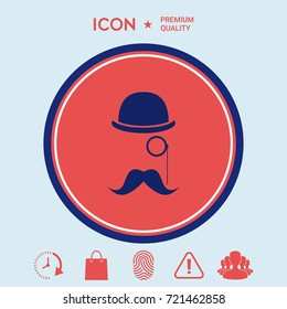 Abstract hipster silhouette with bowler hat, monocle, mustach