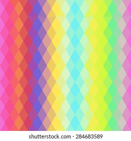 Abstract hipsters seamless pattern with bright colored rhombus. Geometric background. Vector