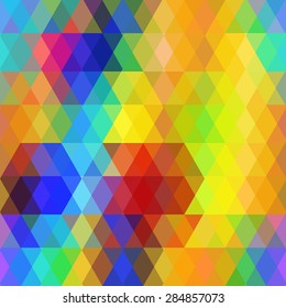 Abstract hipsters seamless pattern with bright rainbow color rhombus. Geometric background. Vector