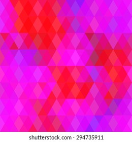 Abstract hipsters seamless pattern with bright colored rhombus. Geometric background pink purple color. Vector