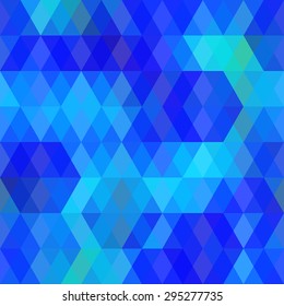 Abstract hipsters seamless pattern with bright colored rhombus. Geometric background blue color. Vector