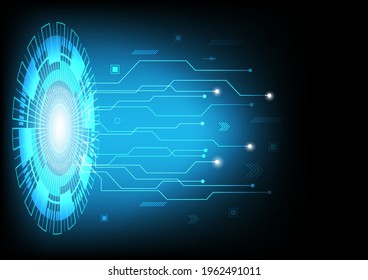 Resumen de antecedentes de alta tecnología. Futura tecnología de la red de circuitos digitales y forma de círculo de la innovación de la ilustración vectorial.