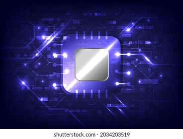 Abstract hi-tech background. Virtual reality high technology. Circuit board and chip of hardware engineer. Futuristic Sci-Fi interface. Digital high computer infographic engineering. Data science