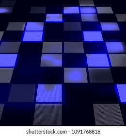 Abstract hi-tech blue background in perspective. Futuristic digital technology background. Vector Illustration