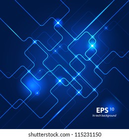 Abstract hi-tech blue background. Vector illustration.