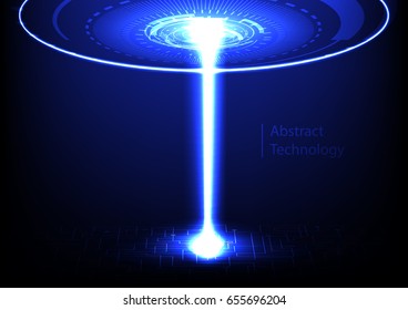 Abstract hi-tech blue circle and verticle light beam