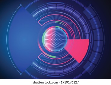 Resumen Diseño tecnológico de círculo de alta tecnología, innovación tecnológica abstracta de color azul circular con fondo futurista moderno de efecto multicolor y ligero