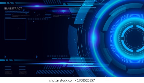 Abstract Hi-tech communication background with HUD elements circle digital futuristic blue color gradient innovation of technology concepts. vector illustration.