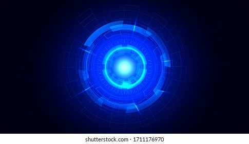 Resumen de fondo de comunicación de alta tecnología con elementos HUD círculo digital futurista color azul gradiente innovación de conceptos tecnológicos. ilustración vectorial.