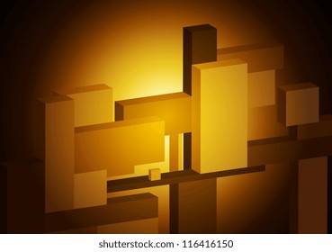 Abstract hi-tech design. 3d geometrical shapes. Eps 10 vector background