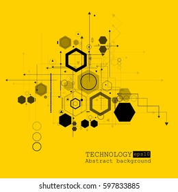 Abstract hi-tech, engineering, machine, technology concept. Vector abstract futuristic technology  background