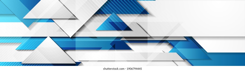 Abstract hi-tech geometric banner design with glossy triangles. Futuristic vector background