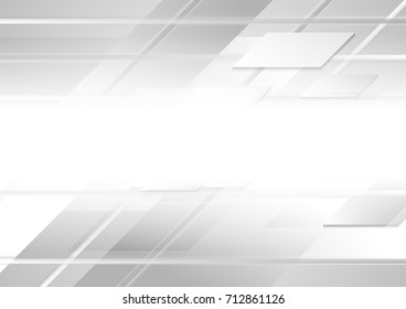 Abstract hi-tech geometric grey and white background. Technology style vector design