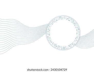 Abstract hi-tech minimal background with blue wavy lines. Vector digital design