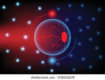 Resumen Diseño tecnológico de círculo rojo de alta tecnología, efecto luminoso fondo futurista moderno