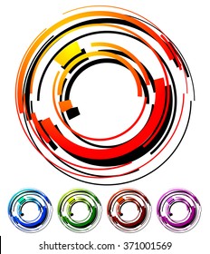 Abstract hi-tech segmented geometric circle in 5 colors