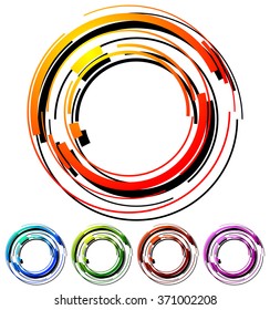 Abstract hi-tech segmented geometric circle in 5 colors