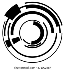 Abstract hi-tech segmented geometric circle shape isolated on white