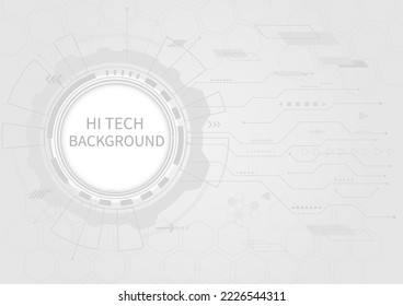 Abstract hi-tech technology circle with various elements, innovation, communication concept Circle the empty space for the text. on a gray background
