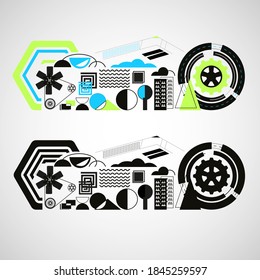 Abstract hi-tech and technology elements with geometry figures vector illustration