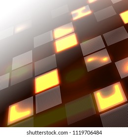 Abstract hi-tech yellow background in perspective. Futuristic digital technology background. Vector Illustration