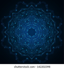 Abstract hi-technology blue background. Vector illustration.