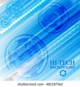 Abstract hi-teck background. Blue light and stripes. Vector illustration