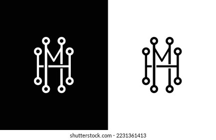 Resumen del logo técnico de HM. Letra logotipo HM.