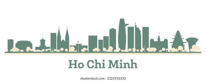 Abstract Ho Chi Minh Vietnam City Skyline with Color Buildings. Vector Illustration. Business Travel and Tourism Concept with Modern Architecture.