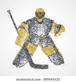 Abstract hockey goalie of colorful circles. Vector illustration.