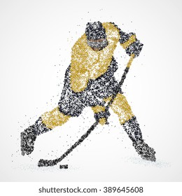 Abstract hockey player of colorful circles. Vector illustration.