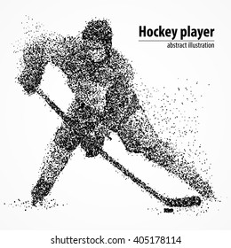 Abstract Hockey Player With The Puck From The Black Circles. Vector Illustration.