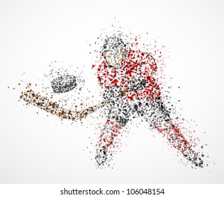 Abstract hockey player, shoots the puck. Eps 10