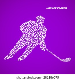 Abstract hockey player with a stick. Vector illustration. Eps 10