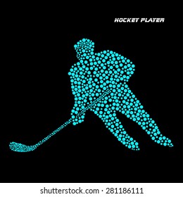 Abstract hockey player with a stick. Vector illustration. Eps 10