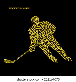 Abstract hockey player with a stick. Vector illustration. Eps 10