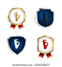 Abstract Hole Hand Gesture Badge and Label Collection, can be used for business designs, presentation designs or any suitable designs.