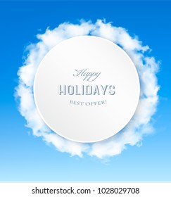 Resumen de fondo de vacaciones con cielo azul y nubes. Vector.