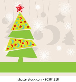 Abstract holiday background with christmas tree