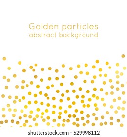 Fondo de vacaciones abstracto con partículas dibujadas a mano. Plantilla de marco de puntos polka dorado brillante. Ilustración del vector 