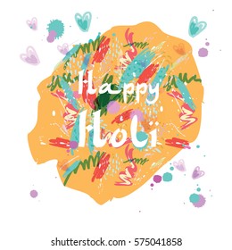 Abstract holiday background Happy Holi colors India. Vector stained watercolor splashes in pastel colors. Beautiful abstract texture fashion style 80 x Memphis