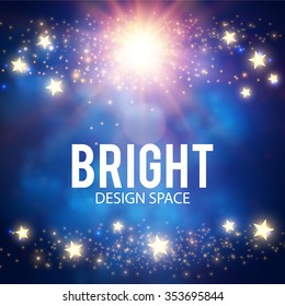 Abstract Holiday Background. Shining Space with Stars & Flash. Vector illustration