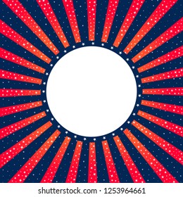 Abstract Holiday background with stars. Vector background with the frame. Circus style. Template for greeting cards, invitations, posters and banners