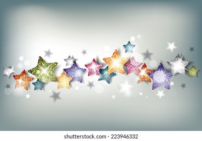 Abstract holiday background with textured colorful stars