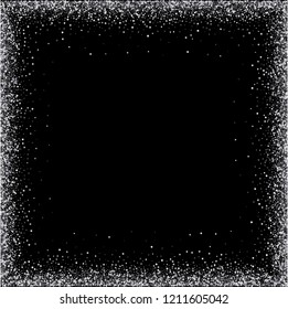 Abstract holiday background.Silver glitter on a black background.Vector frame.