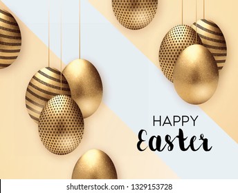 Abstract Holiday Easter Card With Flowers, Eggs And Bunny
